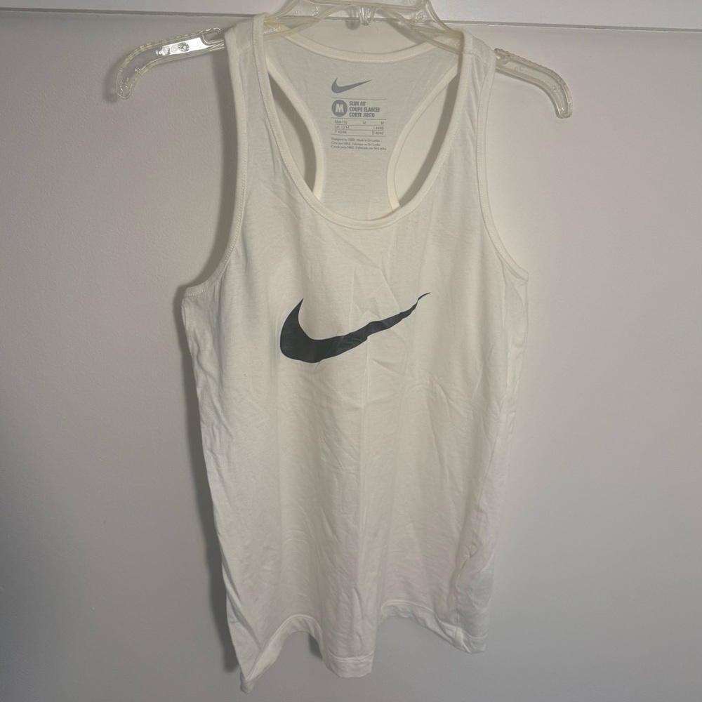Nike White Tank Top with Black Swoosh